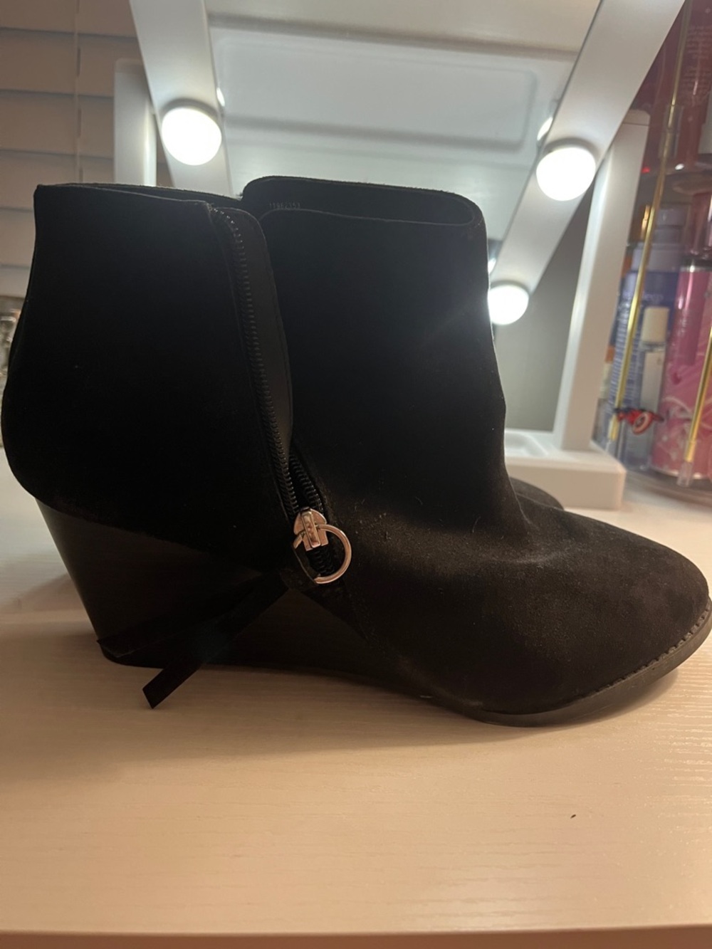 torrid Black Suede Ankle Booties with Ring-Zip Accent